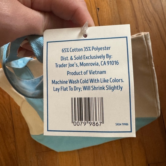 NWT Trader Joe’s mini pastel Blue and green tote bag - Picture 2 of 4